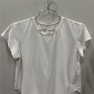 CALIA by Carrie Underwood White Ribbed Short Sleeve Tee